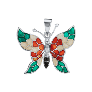 Fancy Butterfly Charm in Sterling Silver (23 x 26mm)