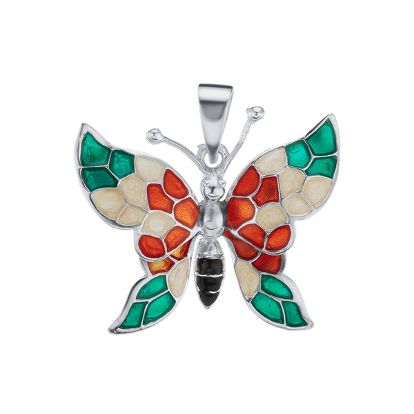 Fancy Butterfly Charm in Sterling Silver (23 x 26mm)