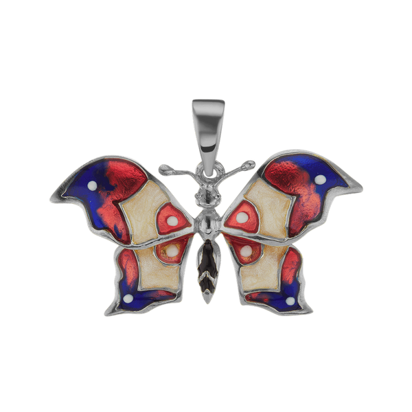 Fancy Butterfly Charm in Sterling Silver (21 x 29mm)