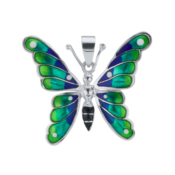 Fancy Butterfly Charm in Sterling Silver (21 x 29mm)