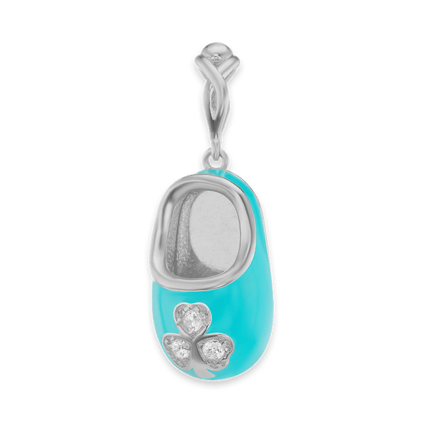 Baby Shoe with CZ's Charm in Sterling Silver (28 x 10mm)