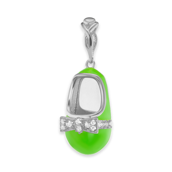 Baby Shoe with CZ's Charm (28 x 10mm)