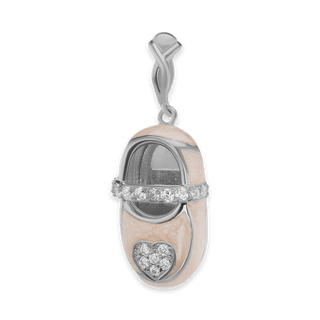 Baby Shoe with CZ's Charm in Sterling Silver (28 x 11mm)