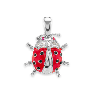 Fancy Ladybug Charm in Sterling Silver with CZ's (26 x 21mm)