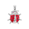 Fancy Ladybug Charm in Sterling Silver with CZ's (26 x 21mm)