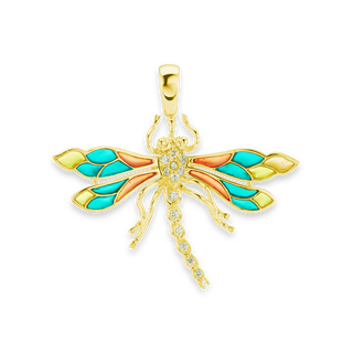 Dragonfly Charm in Sterling Silver with CZ's (41 x 45mm)