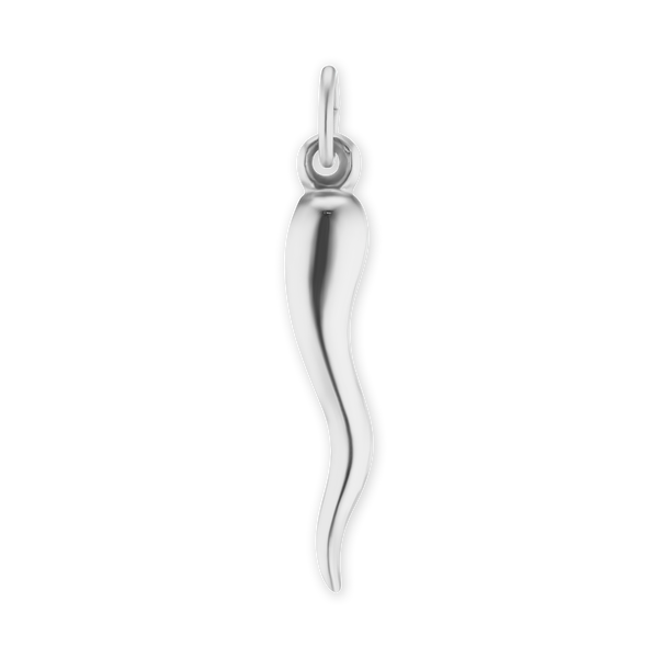 Sterling Silver Lucky Italian Horn Amulet - Solid (16 x 3 mm - 43 x 9 mm)