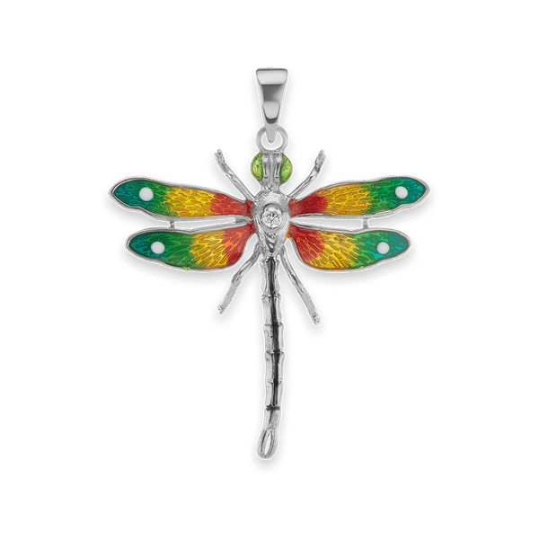 Dragonfly Charm in Sterling Silver with CZ (40 x 34mm)