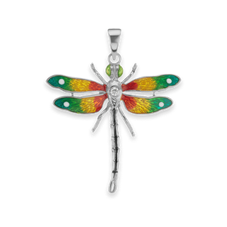 Dragonfly Charm in Sterling Silver with CZ (40 x 34mm)