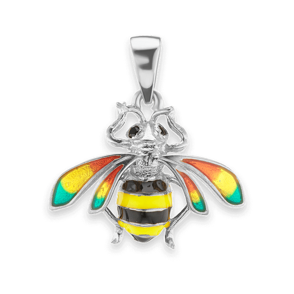 Bee Charm in Sterling Silver with CZ's (24 x 22mm)