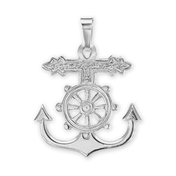 Sterling Silver Mariner Anchor Crucifix and Cross Pendant (24 x 19 mm)