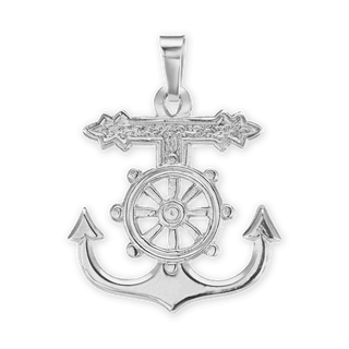 Sterling Silver Mariner Anchor Crucifix and Cross Pendant (24 x 19 mm)