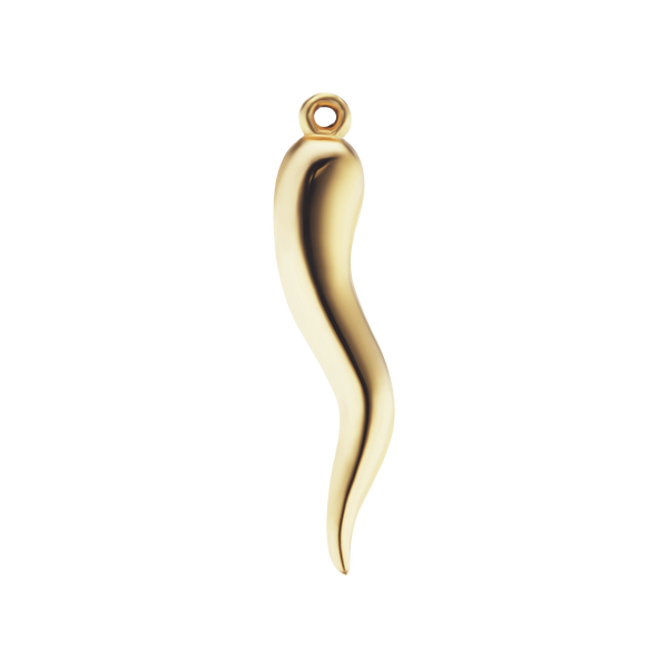 14K Gold Lucky Italian Horn Amulet - Solid (16 x 3 mm - 43 x 9 mm)