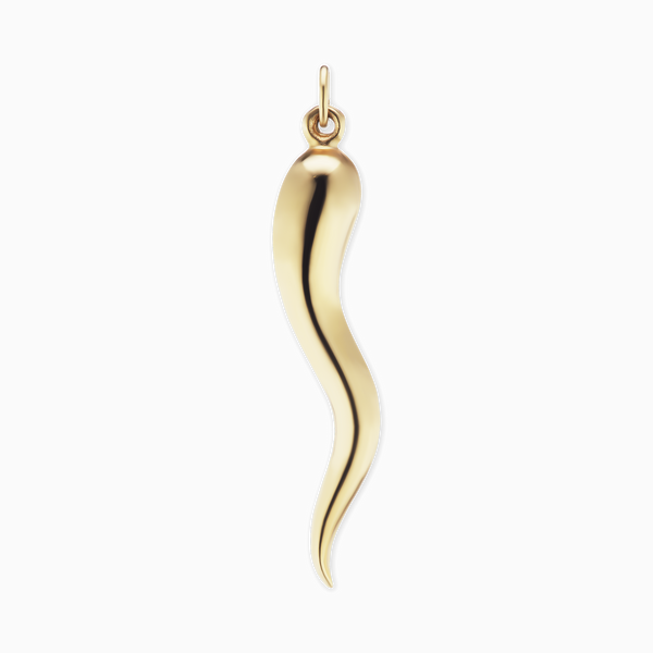 14K Gold Lucky Italian Horn Amulet - Solid (16 x 3 mm - 43 x 9 mm)