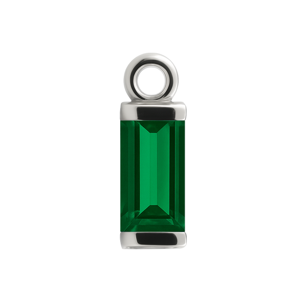 Diamond or Gemstone Baguette Bezel Drop Charm in 14K White Gold