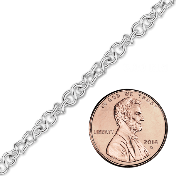 Bulk / Spooled Fancy Twist Cable Chain in Sterling Silver (3.80 mm)