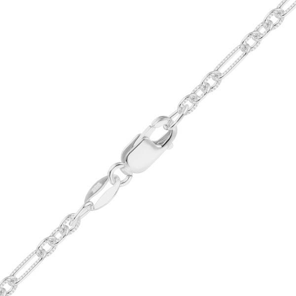 Finished Textured Figaro Cable Anklet in Sterling Silver (2.40 mm)