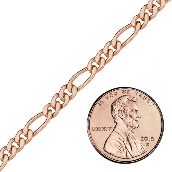 Bulk / Spooled Classic Figaro Chain in 14K Pink Gold-Filled (4.00 mm)