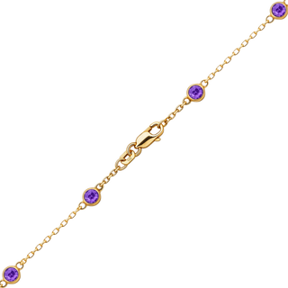 Finished Diamond by the Yard Cable Chain Necklace in 14K Yellow Gold with Amethyst Stones
