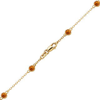 Finished Diamond by the Yard Cable Chain Bracelet in 14K Yellow Gold with Citrine Stones