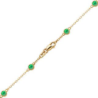 Finished Diamond by the Yard Cable Chain Necklace in 14K Yellow Gold with Emerald Stones