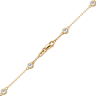 Finished Diamond by the Yard Cable Chain Anklet in 14K Yellow Gold with Lab Grown Diamonds
