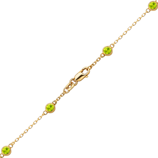 Finished Diamond by the Yard Cable Chain Necklace in 14K Yellow Gold with Peridot Stones