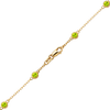 Finished Diamond by the Yard Cable Chain Anklet in 14K Yellow Gold with Peridot Stones