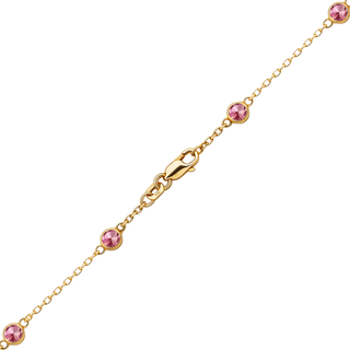 Finished Diamond by the Yard Cable Chain Anklet in 14K Yellow Gold with Tourmaline Stones