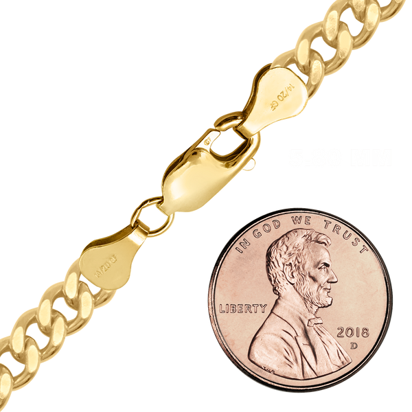 Finished Heavy Flat Curb Bracelet in 14K Gold-Filled (1.10 mm - 10.50 mm)