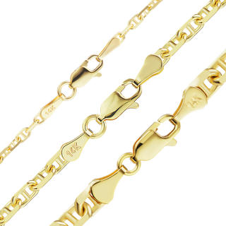 Finished Anchor Mariner Cable Bracelet in 14K Yellow Gold (2.00 mm - 4.85 mm)