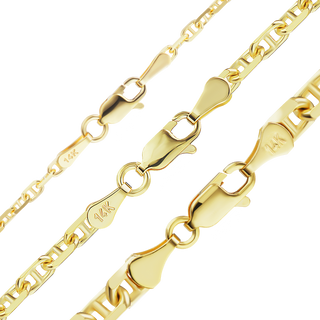 Finished Anchor Mariner Cable Anklet in 14K Yellow Gold (2.00 mm - 4.85 mm)