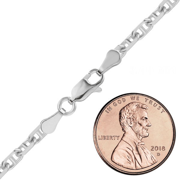 Finished Anchor Bracelet in Sterling Silver (3.00 mm - 3.60 mm)