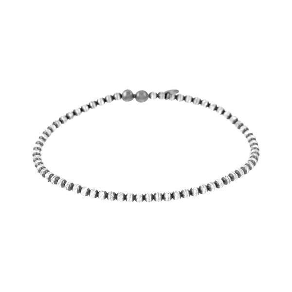 Finished Diamond Cut Bead Stretchable Bracelet in Sterling Silver Black Ruthenium Finish (4.00 mm)