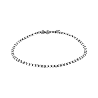 Finished Diamond Cut Bead Stretchable Bracelet in Sterling Silver Black Ruthenium Finish (4.00 mm)