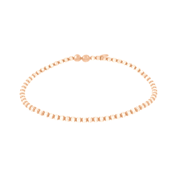 Finished Diamond Cut Bead Stretchable Bracelet in Sterling Silver 18K Pink Gold Finish (4.00 mm)