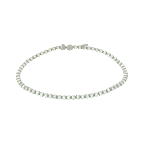 Finished Diamond Cut Bead Stretchable Bracelet in Sterling Silver (4.00 mm)