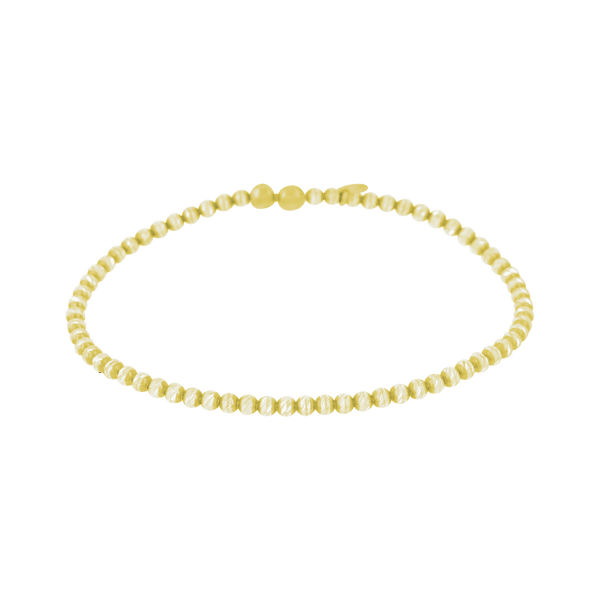 Finished Diamond Cut Bead Stretchable Bracelet in Sterling Silver 18K Yellow Gold Finish (4.00 mm)
