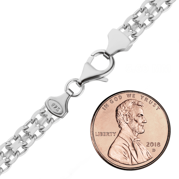 Finished Classic Bizmark Necklace in Sterling Silver (4.80 mm - 5.60 mm)