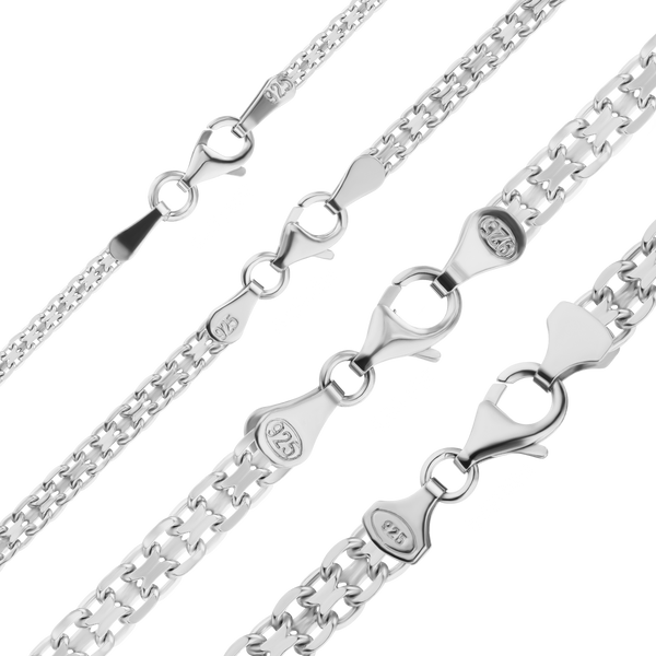 Finished Classic Bizmark Anklet in Sterling Silver (2.80 mm - 5.60 mm)