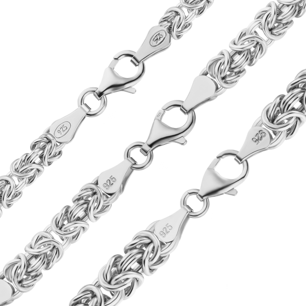 Finished Classic Byzantine Handmade Anklet in Sterling Silver (4.50 mm - 6.60 mm)