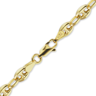 Finished Classic Puffed Mariner Link Hollow Hollow Necklace in 14K Yellow Gold (3.80 mm - 8.30 mm)