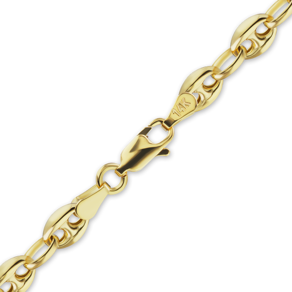 Finished Classic Puffed Mariner Link Hollow Hollow Bracelet in 14K Yellow Gold (3.80 mm - 8.30 mm)