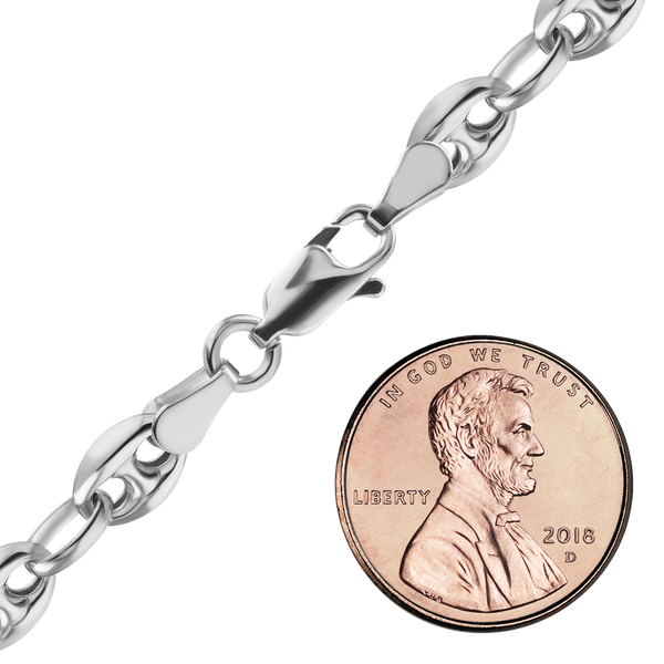 Finished Classic Puffed Mariner Link Semi-Solid Necklace in Sterling Silver (4.50 mm - 8.00 mm)