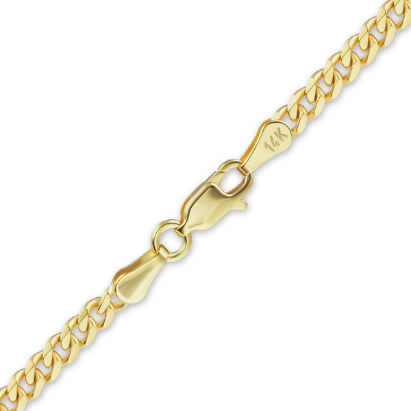 Finished Hollow Curb Anklet in 14K Yellow Gold (6.00 mm - 7.30 mm)