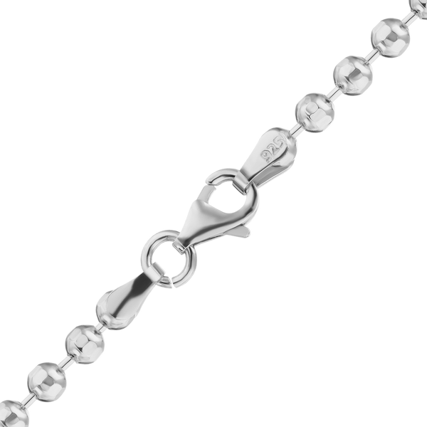 Finished Diamond Cut Round Bead Bracelet in Sterling Silver (2.50 mm - 5.00 mm)