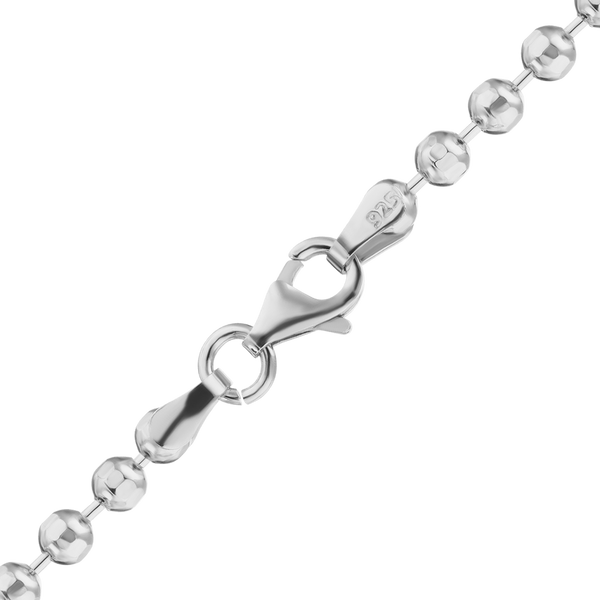 Finished Diamond Cut Round Bead Necklace in Sterling Silver (1.00 mm - 5.00 mm)