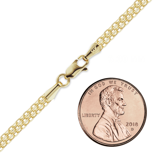 Finished Bizmark Anklet in 14K Yellow Gold (2.30 mm - 5.80 mm)