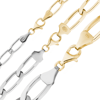 Finished Elongated Curb Anklet in Sterling Silver 18K Yellow Gold Two Tone Finish (5.80 mm - 11.70 mm)