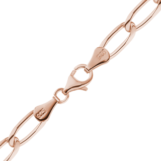 Finished Elongated Curb Anklet in Sterling Silver 18K Pink Gold Finish (5.80 mm - 11.70 mm)